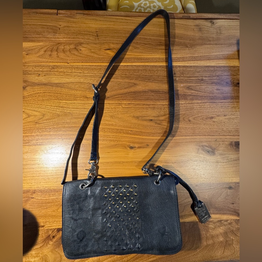 Frye distressed black Leather Shoulder Bag - Picture 2 of 6